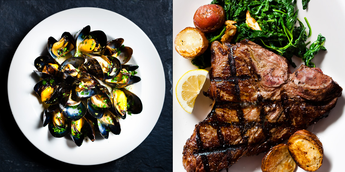 Mussels and Florentine Steak