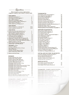 Beacon Hill Wine List
